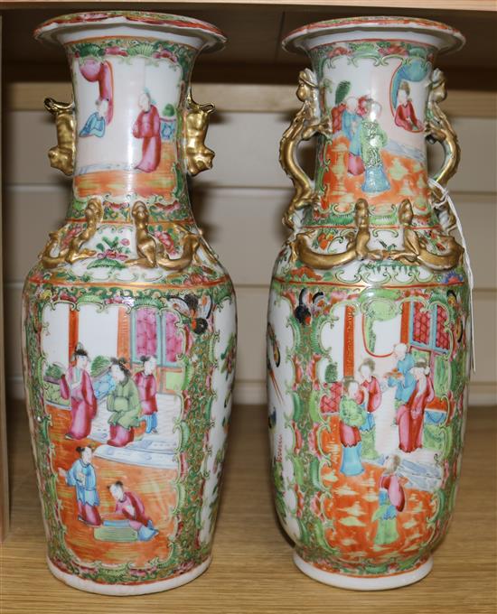 Two famille rose Canton vases